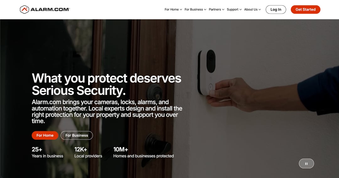 Alarm.com homepage design