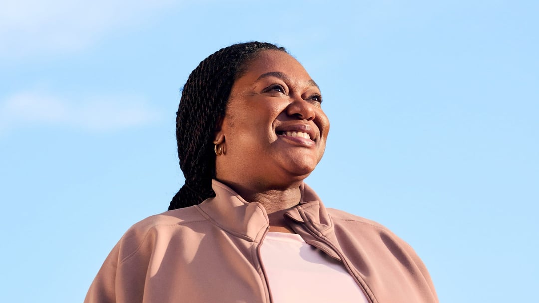 Smiling woman in a park, portrait for Endura Weight Loss Solutions by Boston Scientific