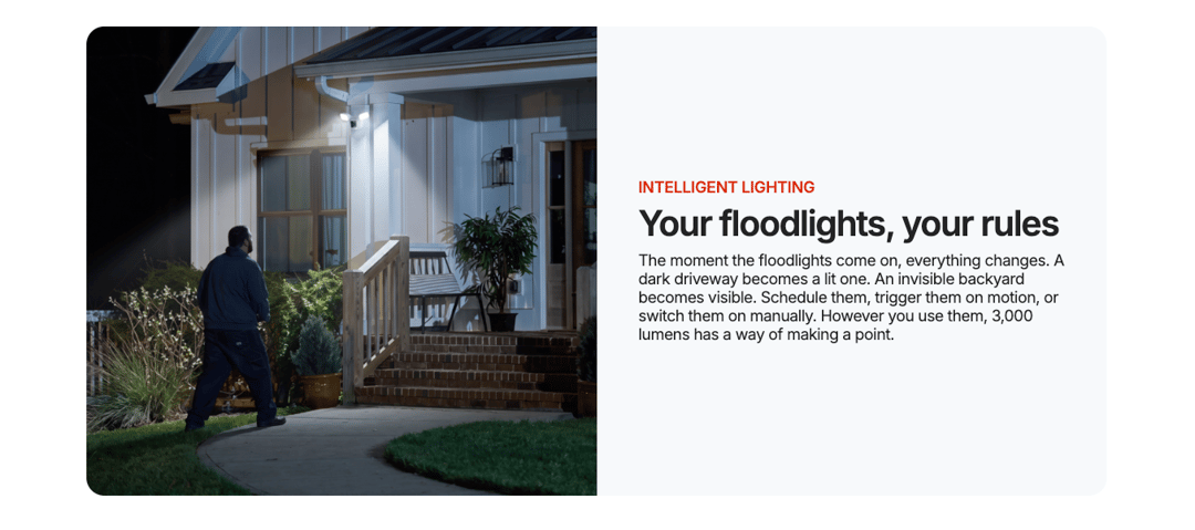 Alarm.com product detail page with feature highlights