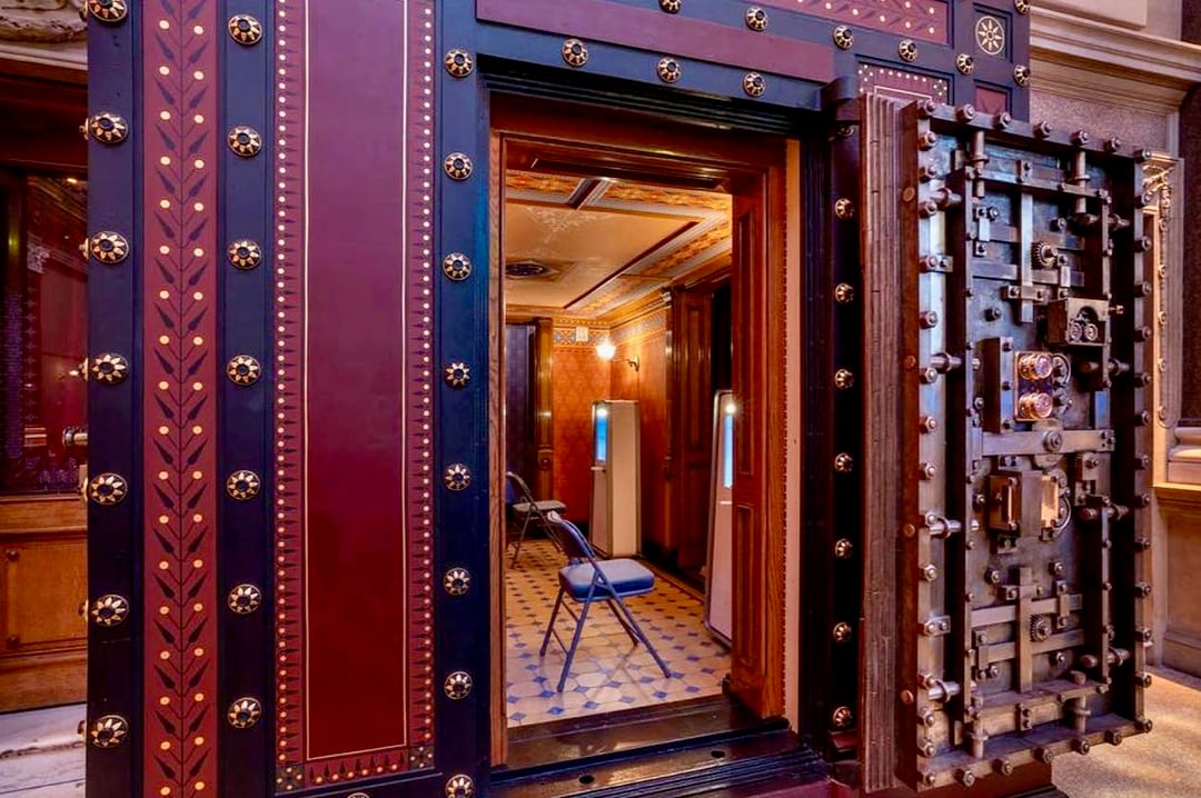 Bank vault showing kiosks inside